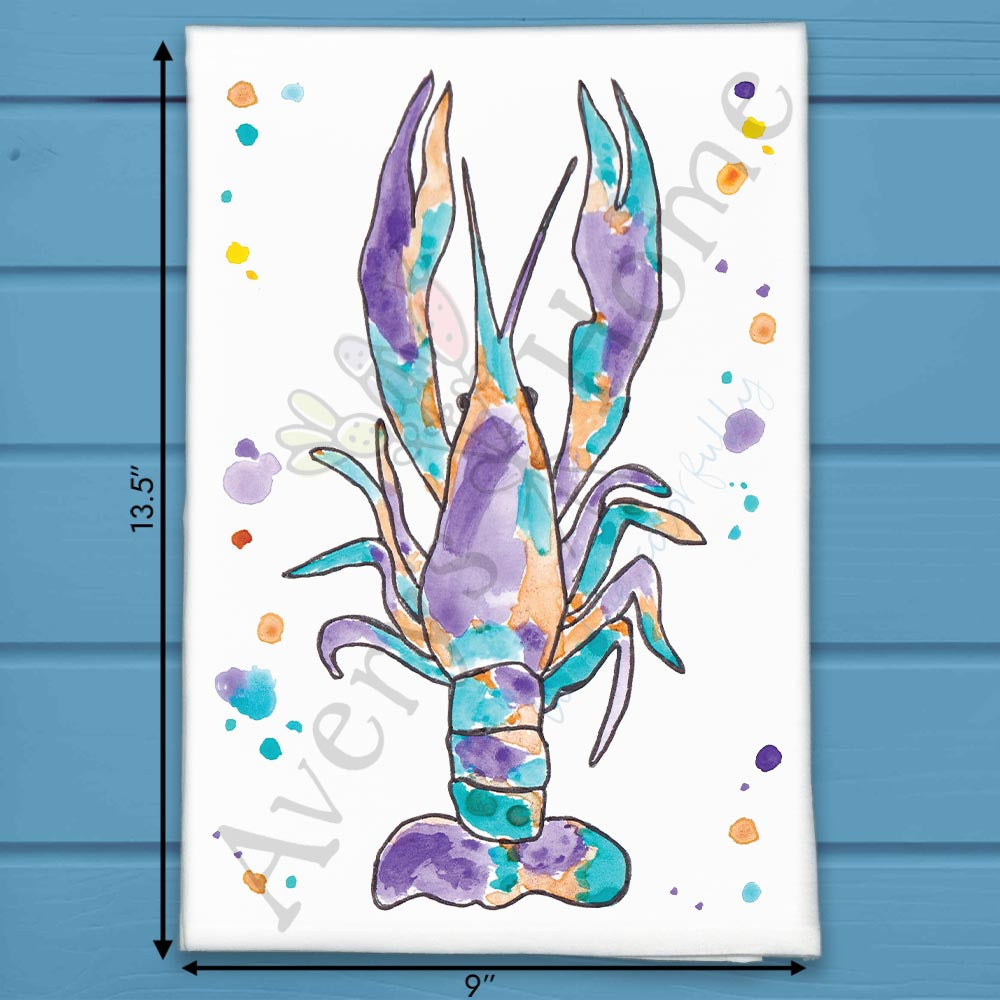 Crawfish Mardi Gras Tea Towel – Cajun Celebration Decor