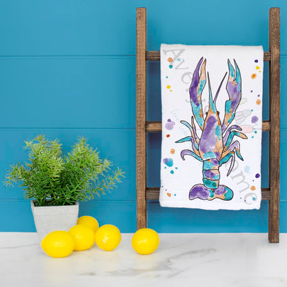 Crawfish Mardi Gras Tea Towel – Cajun Celebration Decor