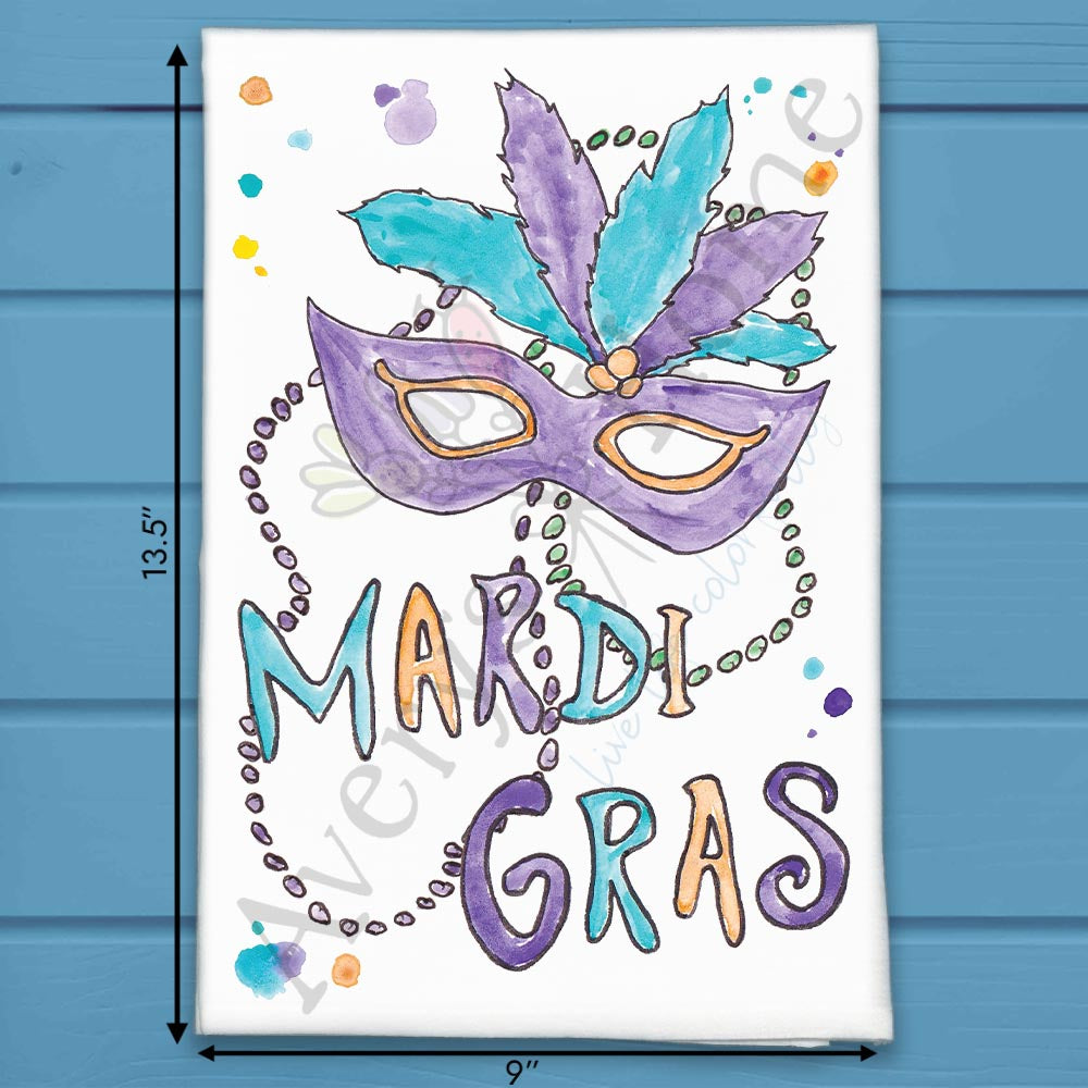 Mardi Gras Mask Tea Towel – Party Decor Gift