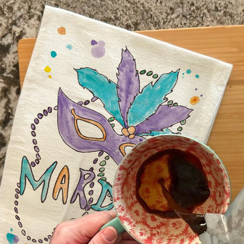 Mardi Gras Mask Tea Towel – Party Decor Gift