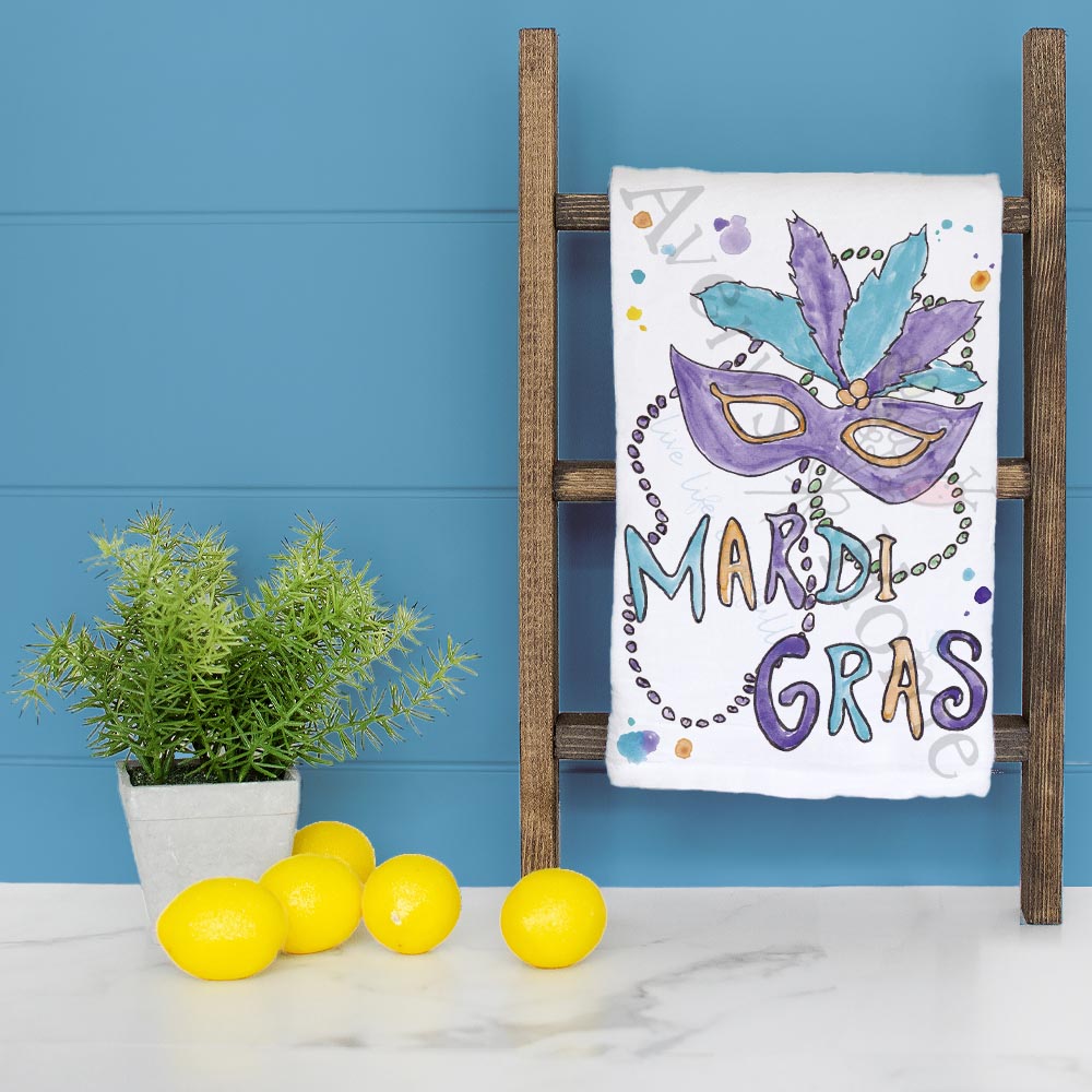 Mardi Gras Mask Tea Towel – Party Decor Gift