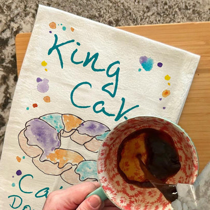 King Cake Mardi Gras Tea Towel – Dessert Decor Gift