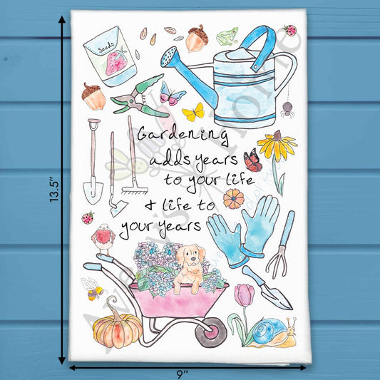 Gardening Adds Years Tea Towel – Sentimental Garden Gift