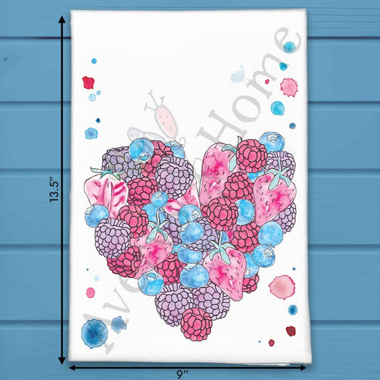 Berry Heart Tea Towel – Summer Love Garden Decor