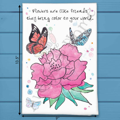 Friends Are Like Flowers Tea Towel – Garden Quote Gift