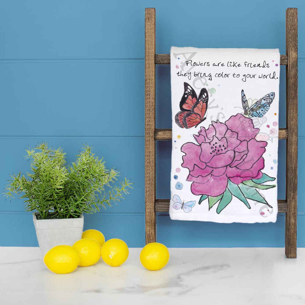 Friends Are Like Flowers Tea Towel – Garden Quote Gift