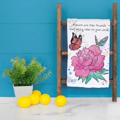 Friends Are Like Flowers Tea Towel – Garden Quote Gift