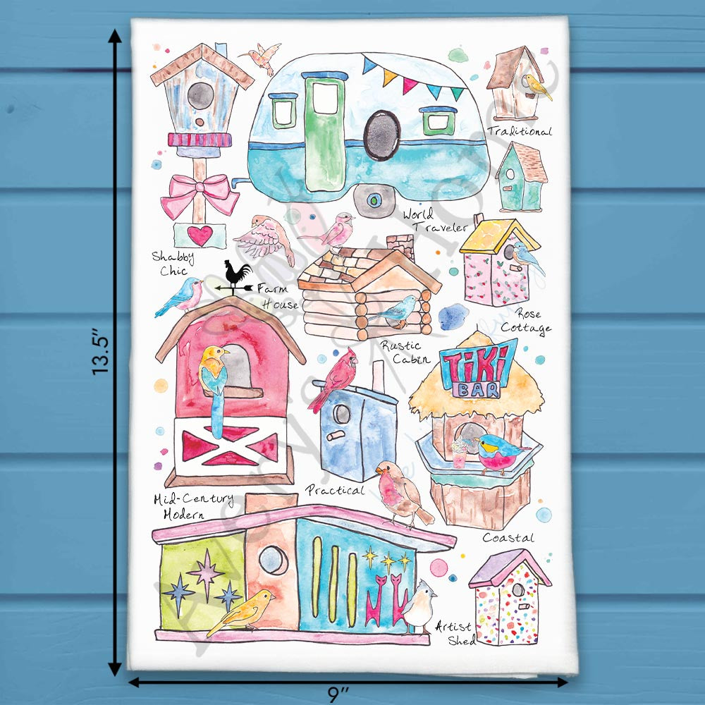 Birdhouse Garden Tea Towel – With Words