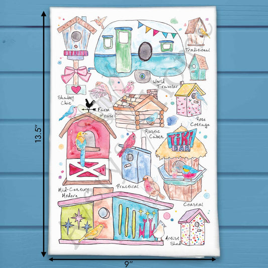 Birdhouse Garden Tea Towel – With Words