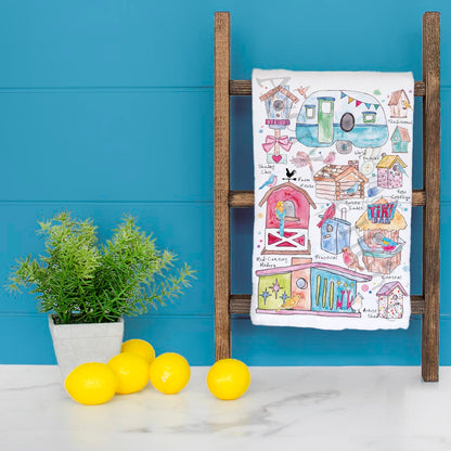 Birdhouse Garden Tea Towel – With Words