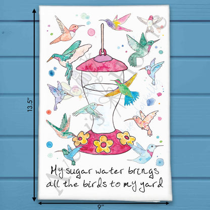 Hummingbird Sugar Water Garden Kitchen Decor Tea Towel