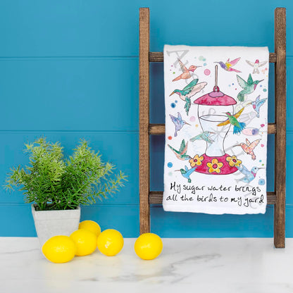 Hummingbird Sugar Water Garden Kitchen Decor Tea Towel