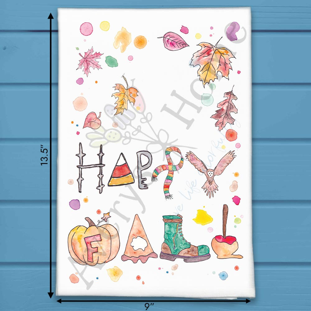 Happy Fall Birds Tea Towel – Cozy Autumn Gift