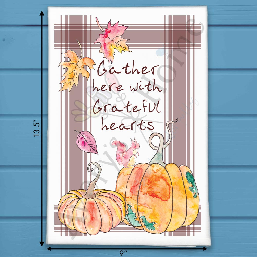 Gather Here Tea Towel – Thanksgiving Kitchen Quote