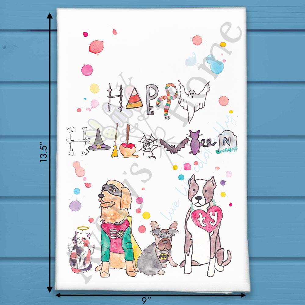 Halloween Dogs Tea Towel – Spooky Pup Parade