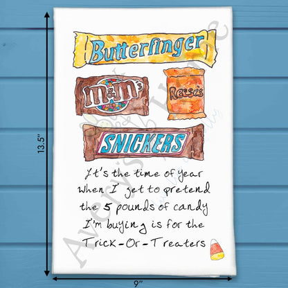 Candy is a Fall Favorite Tea Towel – Halloween Treat Decor