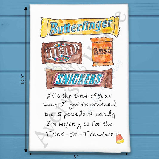 Candy is a Fall Favorite Tea Towel – Halloween Treat Decor