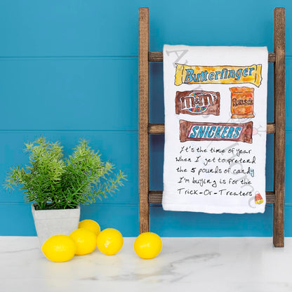 Candy is a Fall Favorite Tea Towel – Halloween Treat Decor