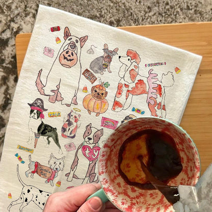 Dogs in Costumes Tea Towel – Halloween Pet Parade