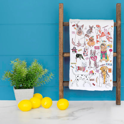 Dogs in Costumes Tea Towel – Halloween Pet Parade