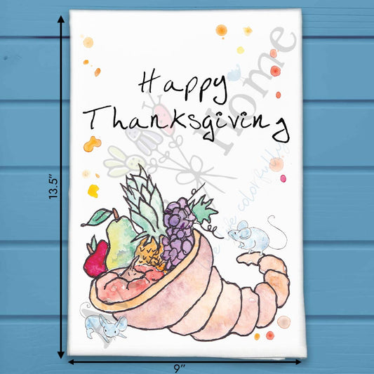 Thanksgiving Cornucopia Tea Towel – Harvest Decor