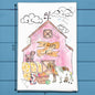 Fall Barn & Animals Tea Towel – Autumn Country Decor