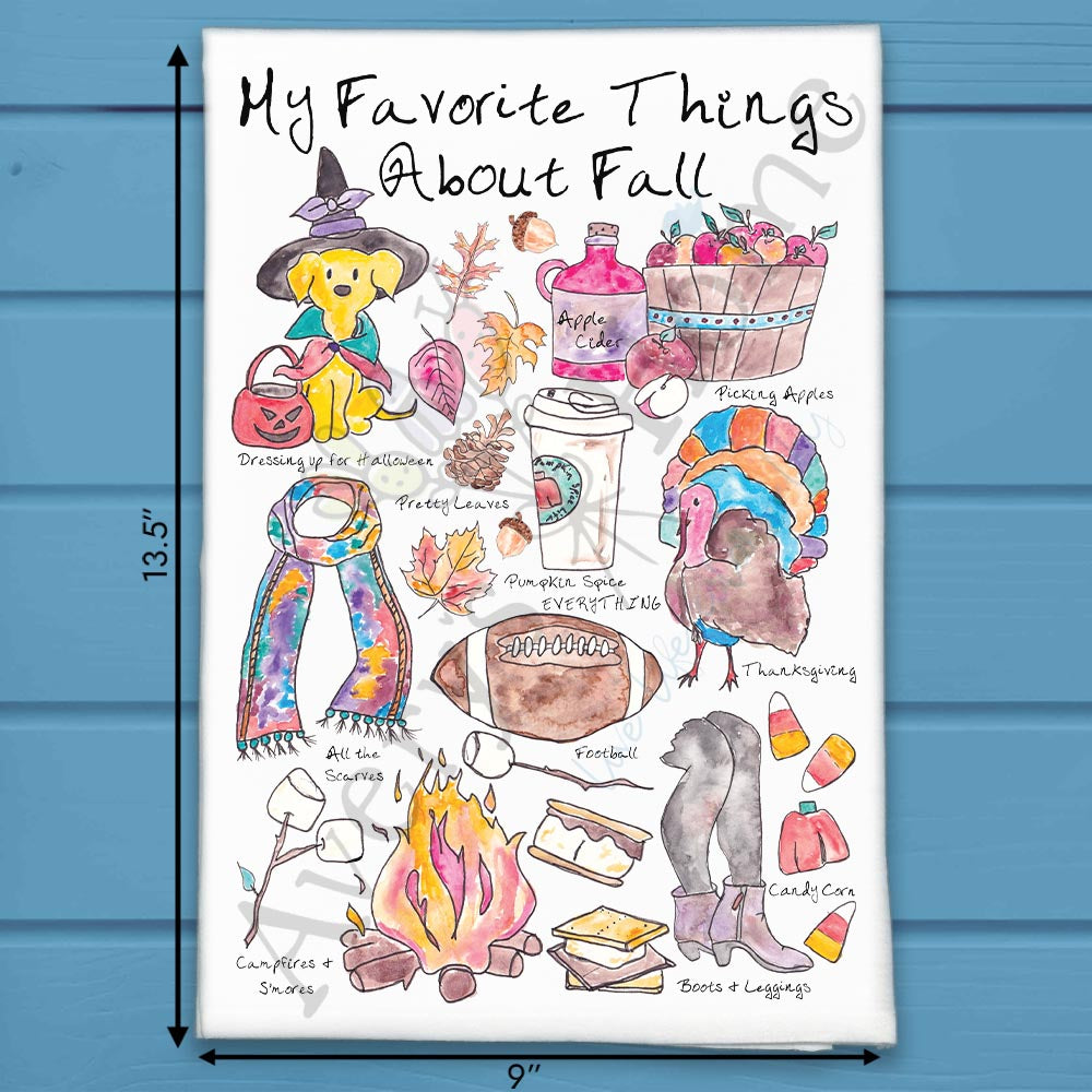 Favorite Things Fall Tea Towel – Autumn Sentiment Gift