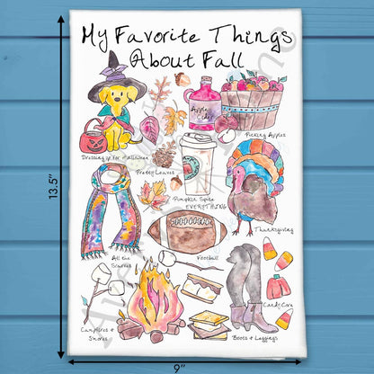 Favorite Things Fall Tea Towel – Autumn Sentiment Gift