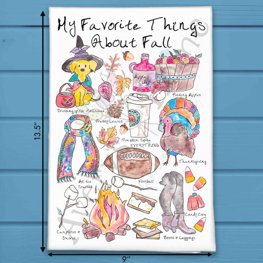 Favorite Things Fall Tea Towel – Autumn Sentiment Gift