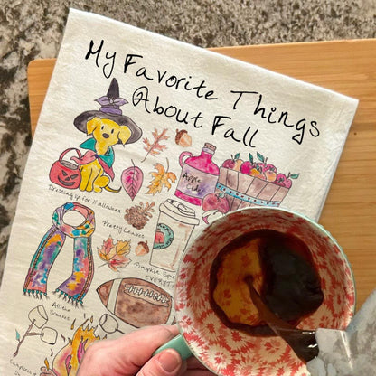 Favorite Things Fall Tea Towel – Autumn Sentiment Gift