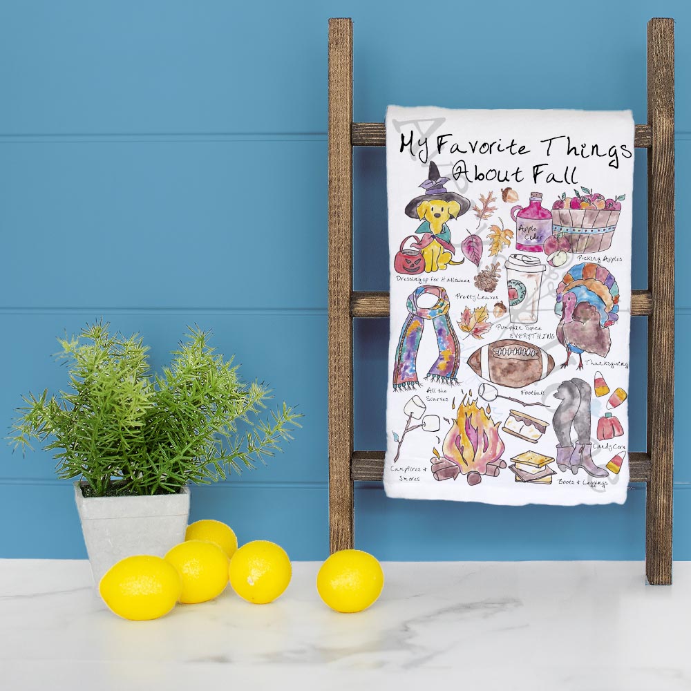 Favorite Things Fall Tea Towel – Autumn Sentiment Gift