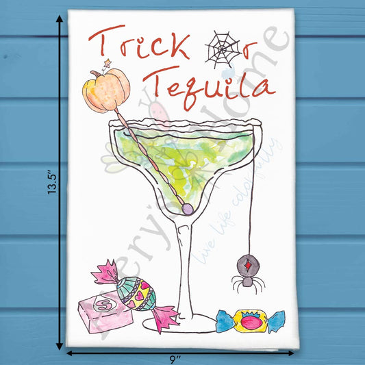 Tricks or Tequila Tea Towel – Halloween Margarita Gift