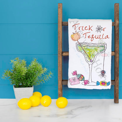 Tricks or Tequila Tea Towel – Halloween Margarita Gift
