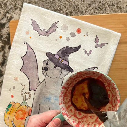Bat Dog Costume Tea Towel – Halloween Pup Parade