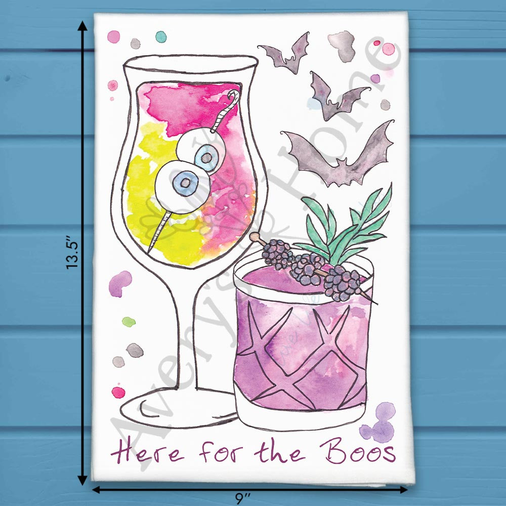 Here for the Boos Tea Towel – Halloween Cocktail Humor