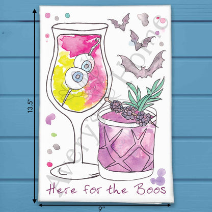 Here for the Boos Tea Towel – Halloween Cocktail Humor