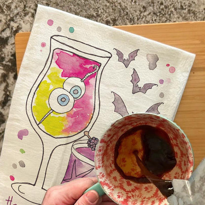 Here for the Boos Tea Towel – Halloween Cocktail Humor