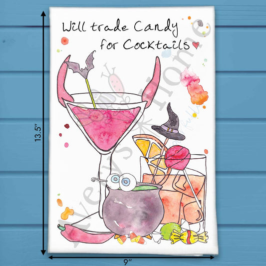 Will Trade Candy for Cocktails Tea Towel – Party Decor