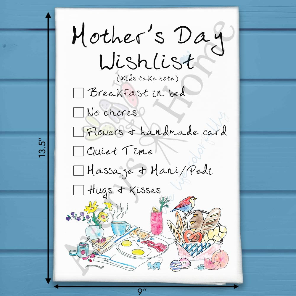 Mother’s Day Wishlist Tea Towel – Funny Mom Gift