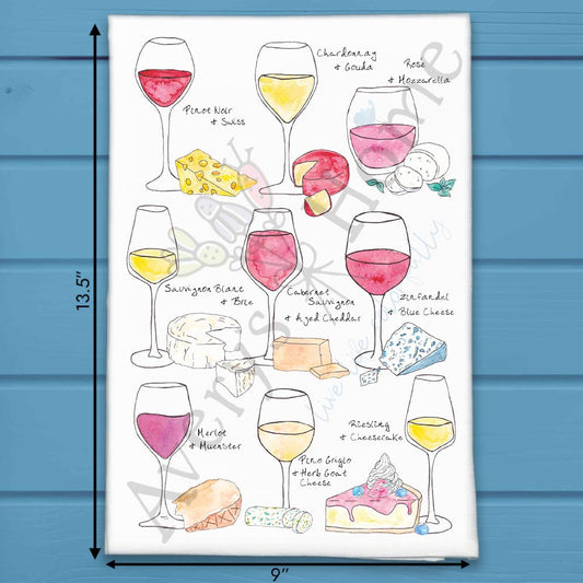 Wine & Cheese Pairing Tea Towel – Gourmet Host Gift