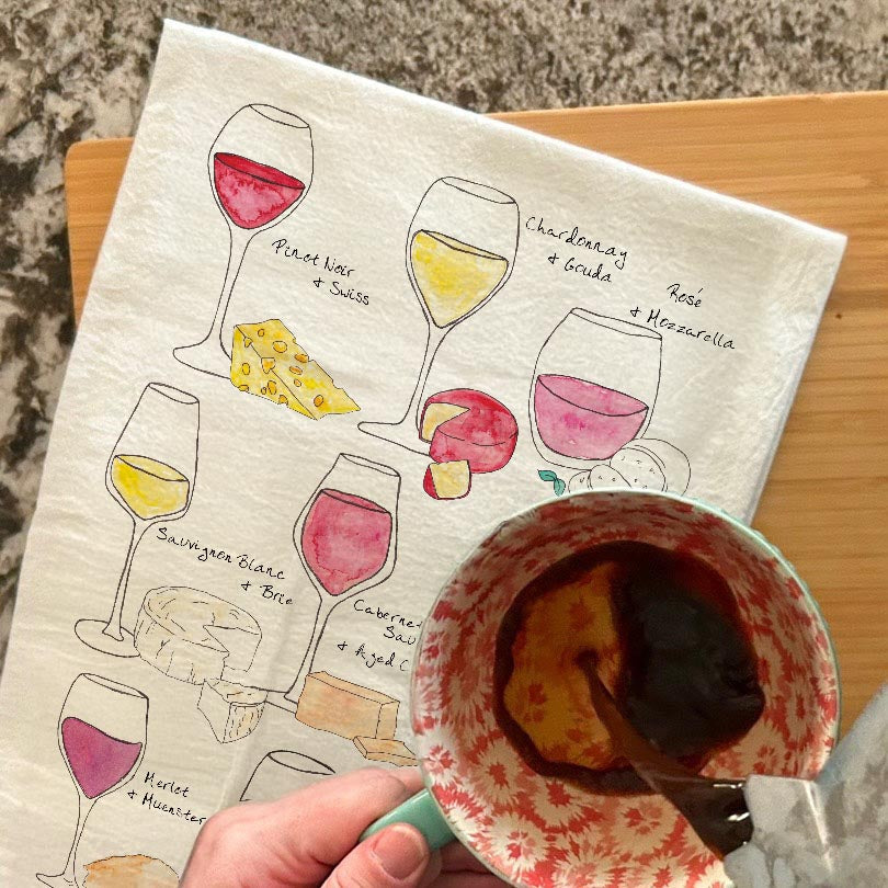 Wine & Cheese Pairing Tea Towel – Gourmet Host Gift