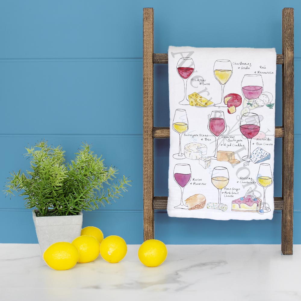 Wine & Cheese Pairing Tea Towel – Gourmet Host Gift
