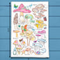 Mushroom Species & Gnomes Garden Tea Towel – Woodland Decor