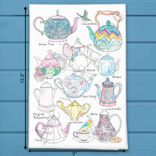 Blue Teapots Tea Towel – Classic Tea Room Decor
