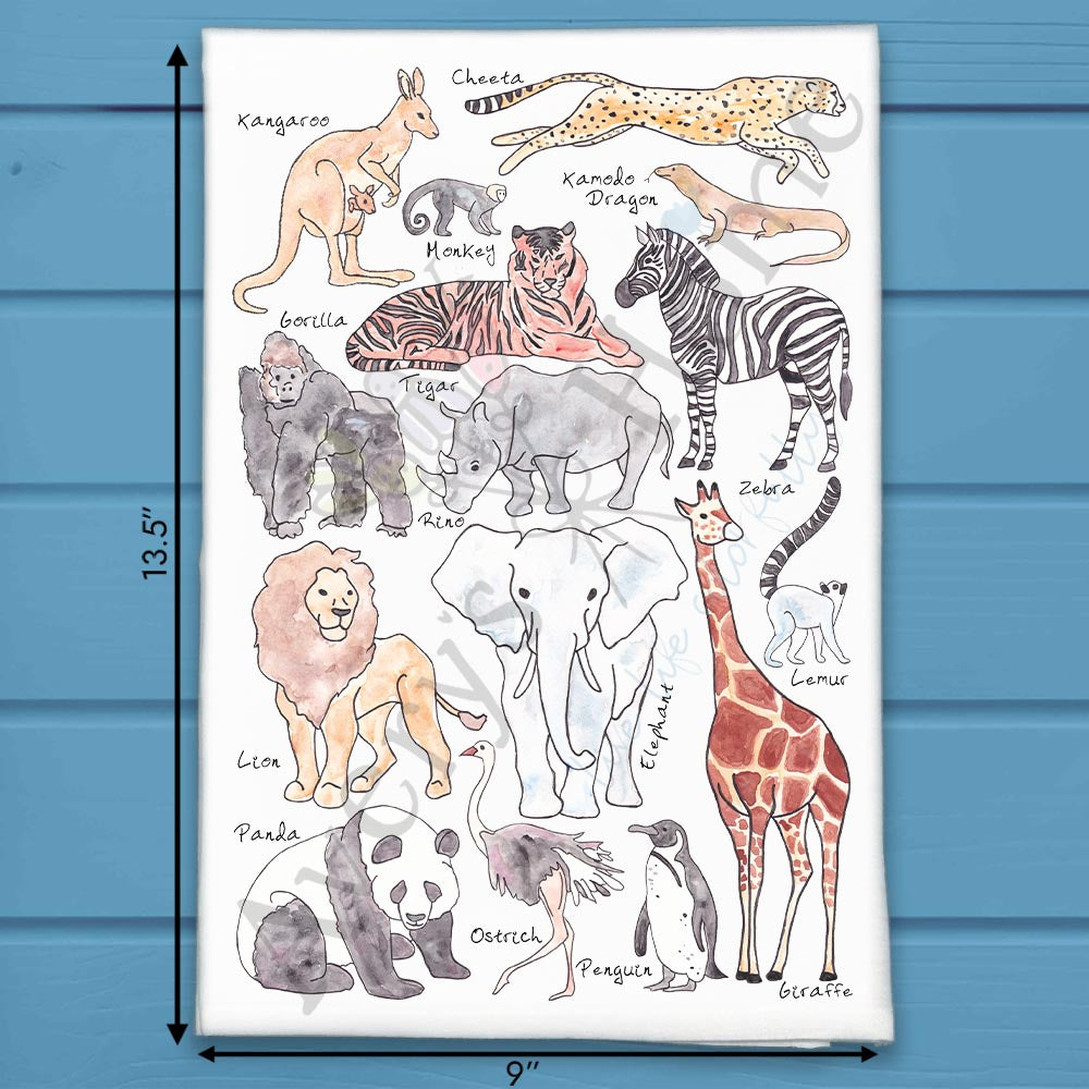 Zoo Animal Tea Towel – Safari Jungle Decor