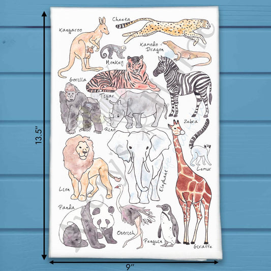 Zoo Animal Tea Towel – Safari Jungle Decor