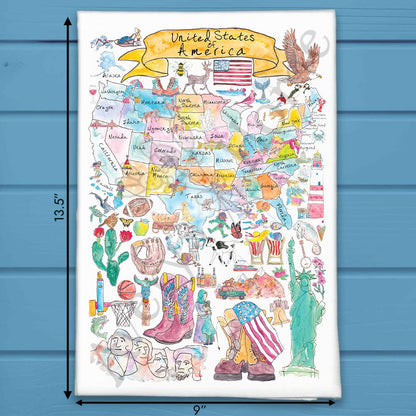 USA Map Tea Towel – State Travel Souvenir