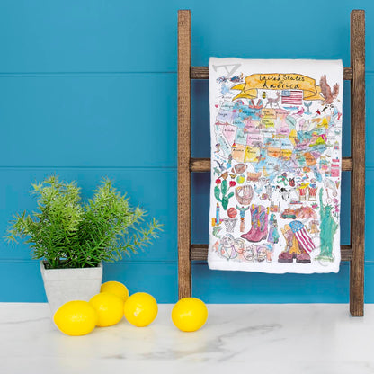 USA Map Tea Towel – State Travel Souvenir