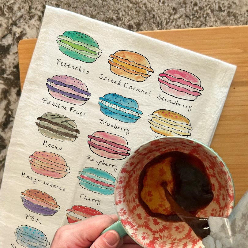 Macaron Cookie Tea Towel – French Bakery Decor