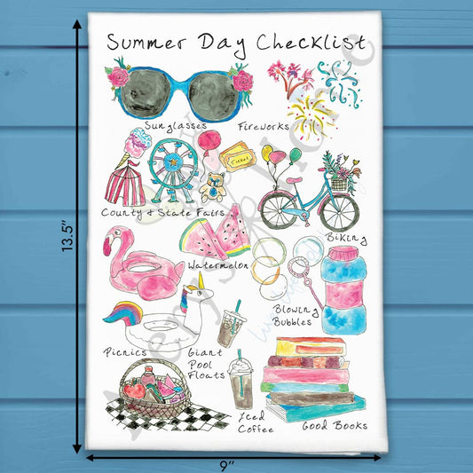 Summer Checklist Tea Towel – Bright Seasonal Decor